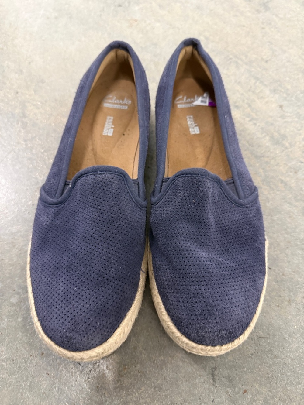 Clarks Navy Blue Perforated Slip-On Espadrilles